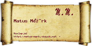 Matus Márk névjegykártya